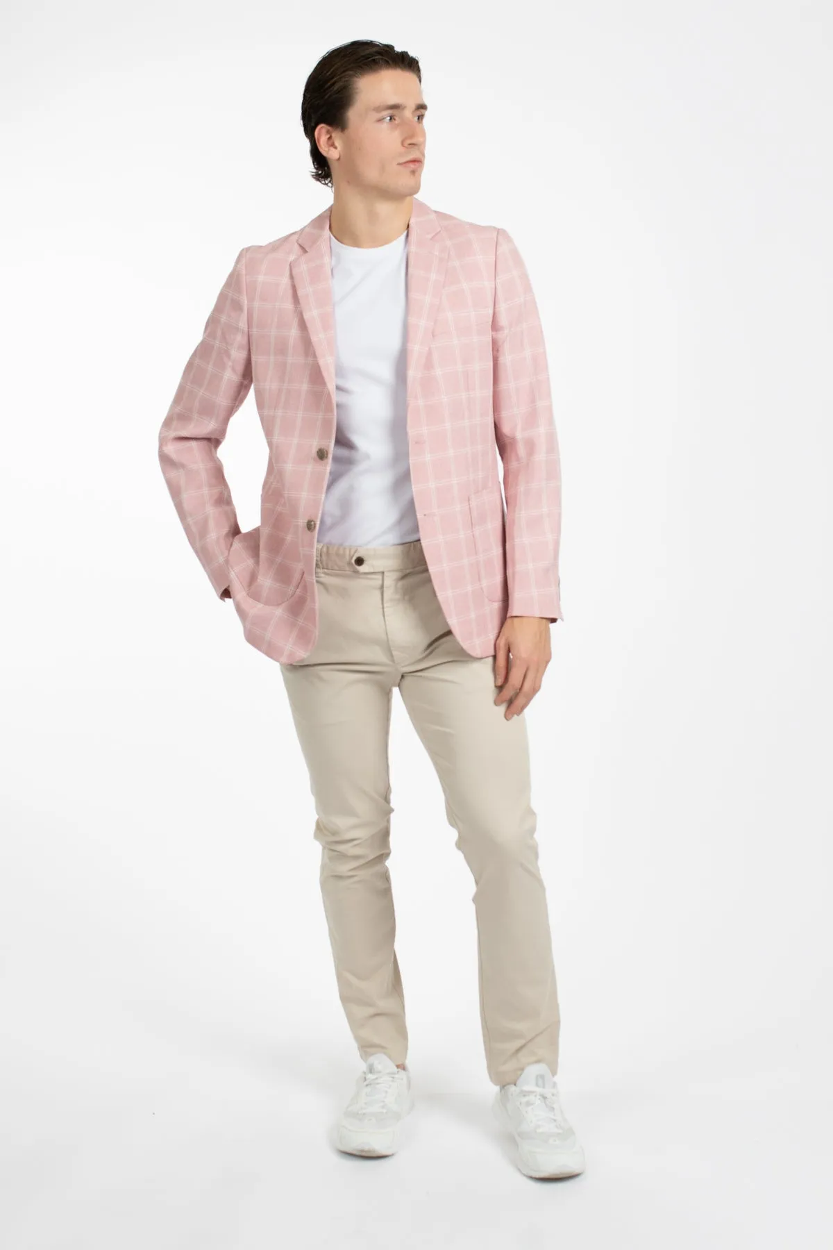 Dusty Pink Check Patch Pocket Blazer