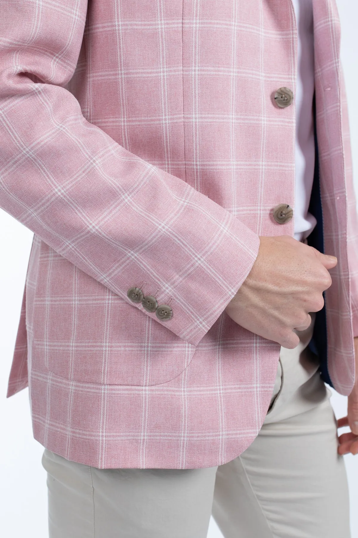 Dusty Pink Check Patch Pocket Blazer