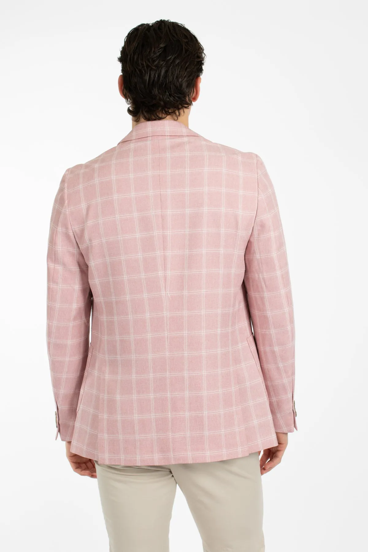 Dusty Pink Check Patch Pocket Blazer