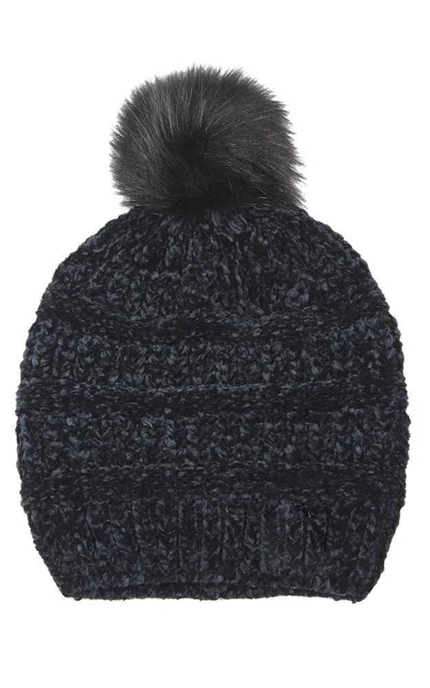 EAH9517 Chenille Beanie w/Pom Pom Hat