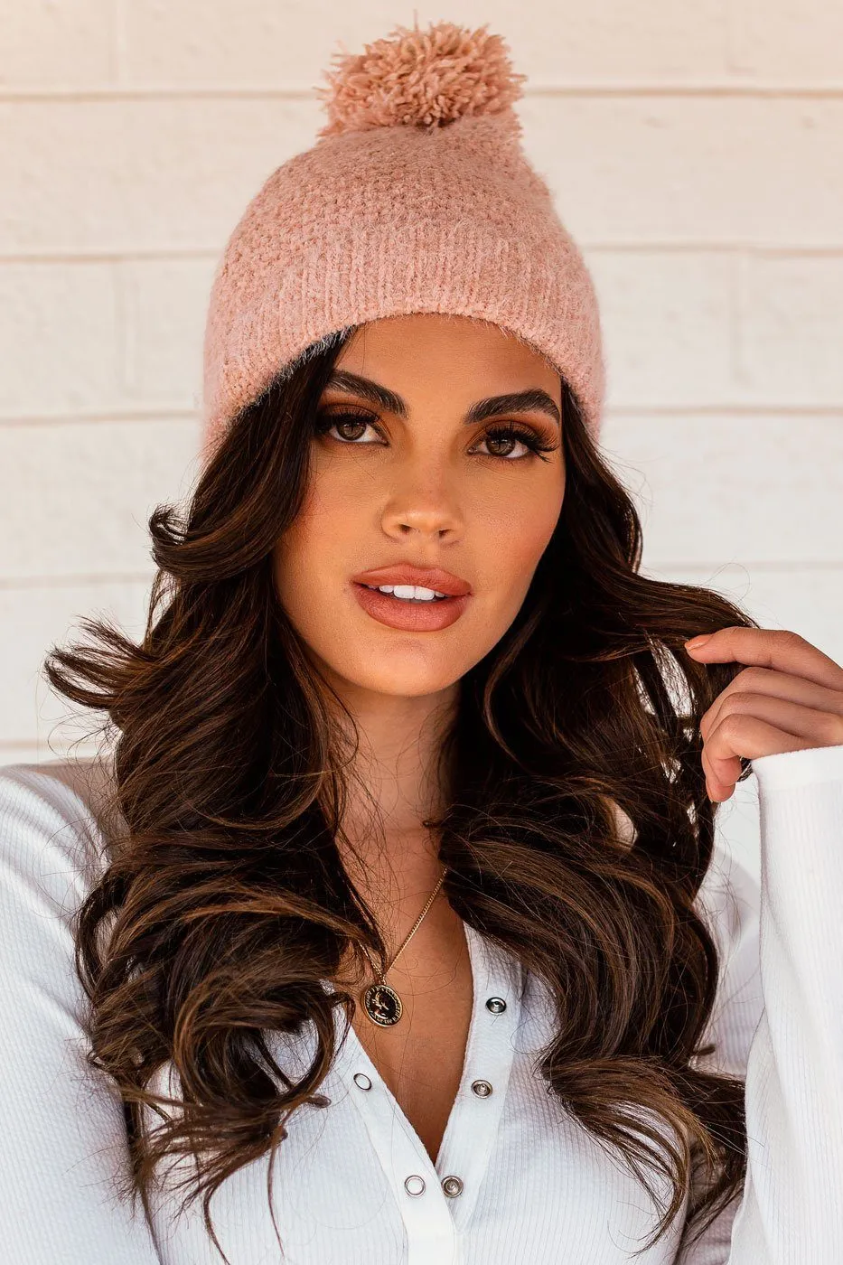 Edith Pink Knit Beanie