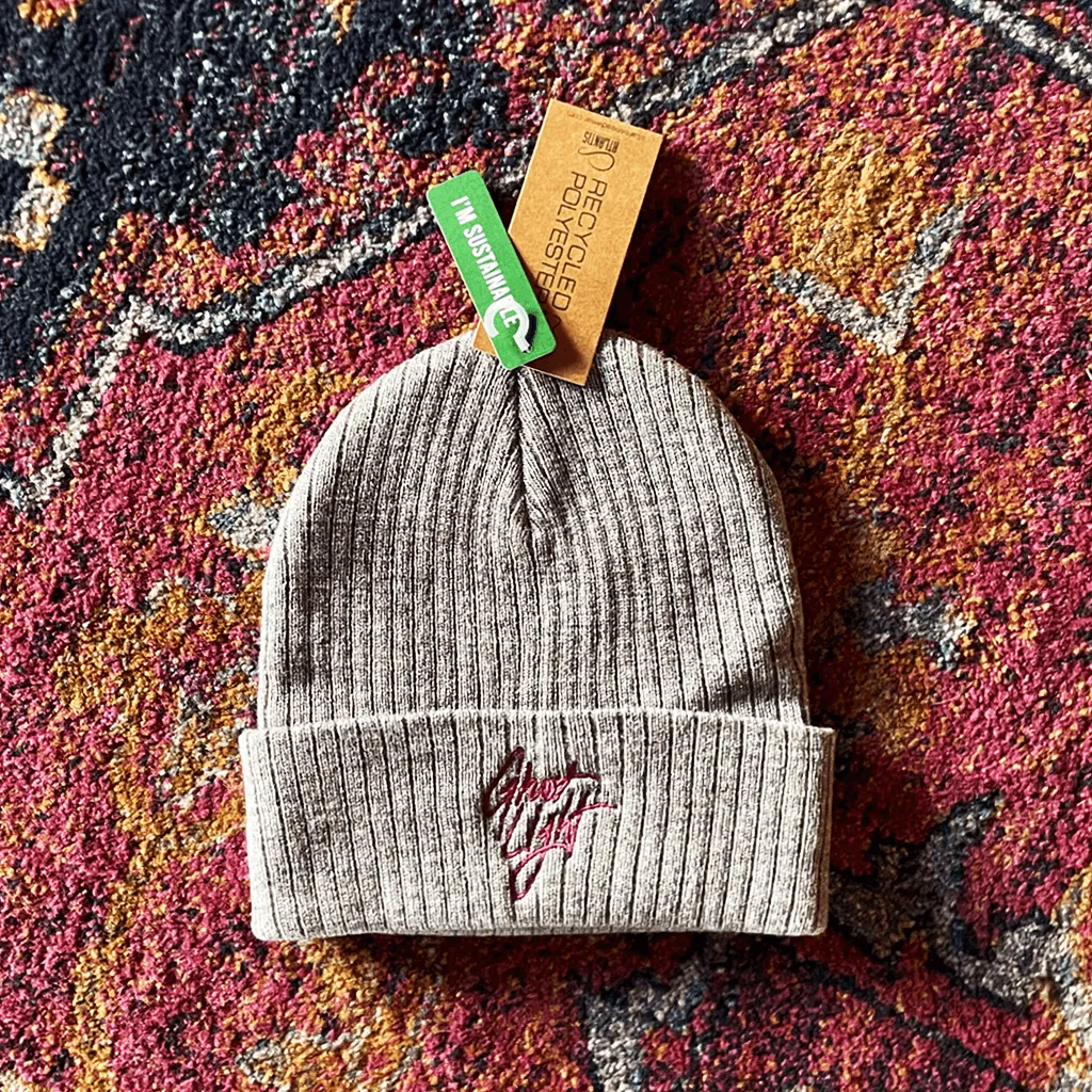 Embroidered Grey Beanie