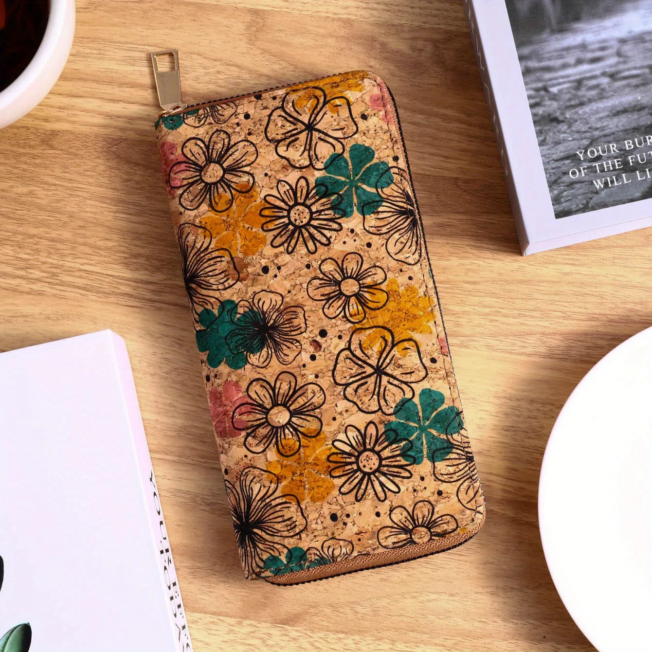 Ethnic Style Floral Graphic Long Wallet, Multi-card Holder Retro Zipper Coin Purse, Bohemian PU Leather Fashionable Clutch Purse For Women