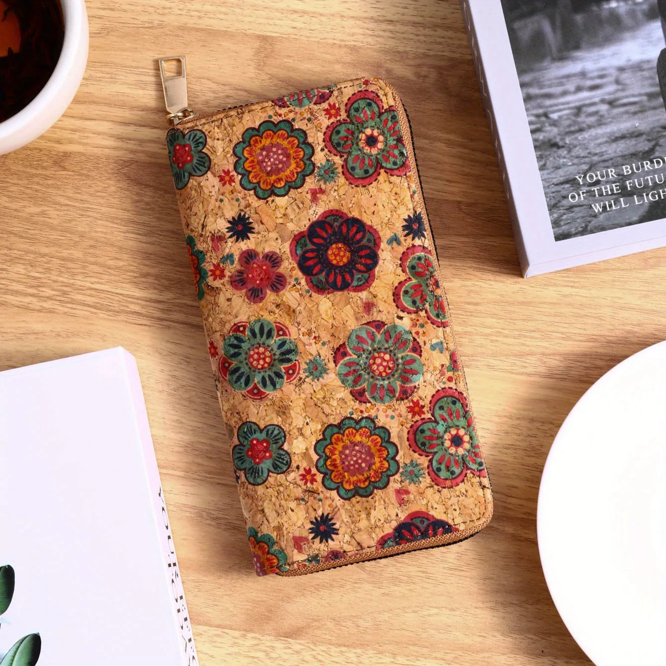 Ethnic Style Floral Graphic Long Wallet, Multi-card Holder Retro Zipper Coin Purse, Bohemian PU Leather Fashionable Clutch Purse For Women