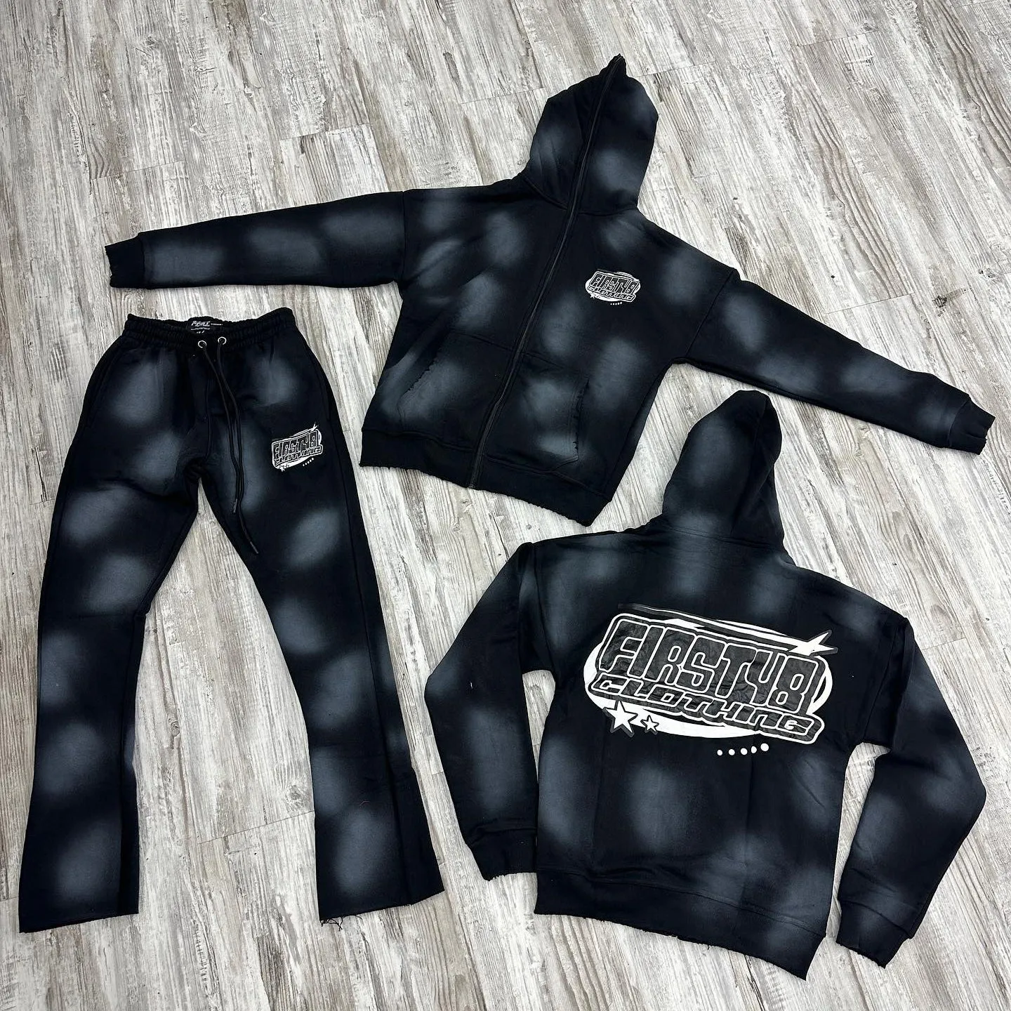 Fashionable and personalized gradient print hoodie set