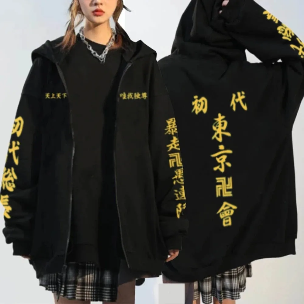 Fashionkova  Women Anime Hoodies Tokyo Avengers Mikey Tokyo Revengers Fashion Cosplay Costume Harajuku Men Hoodie Graphic Letter Sweatshirts