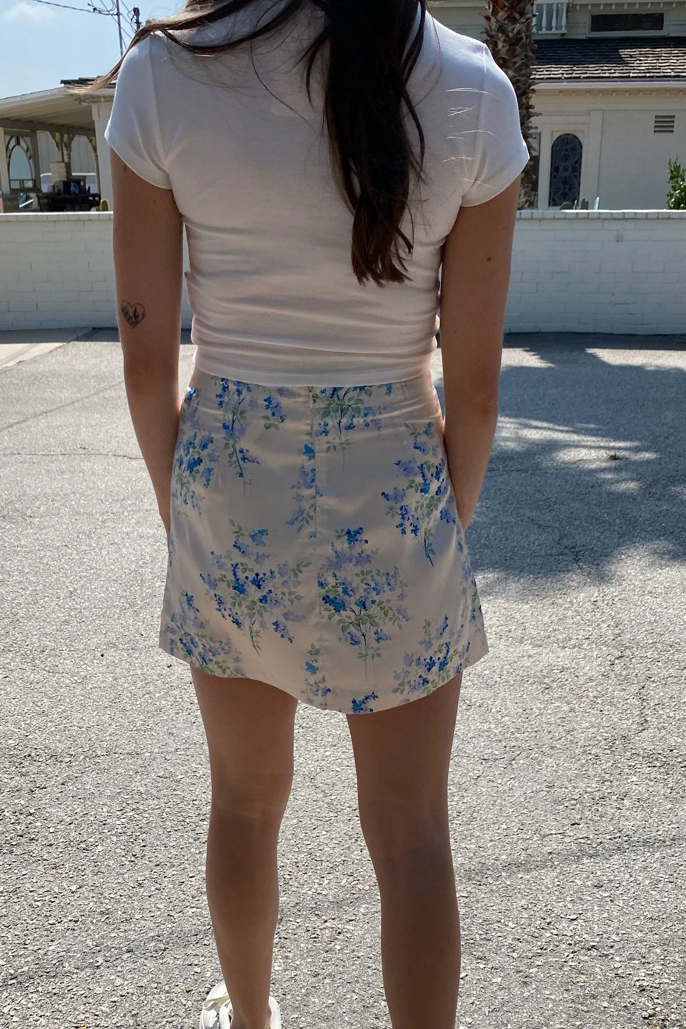 Floral Satin Mini Skirt