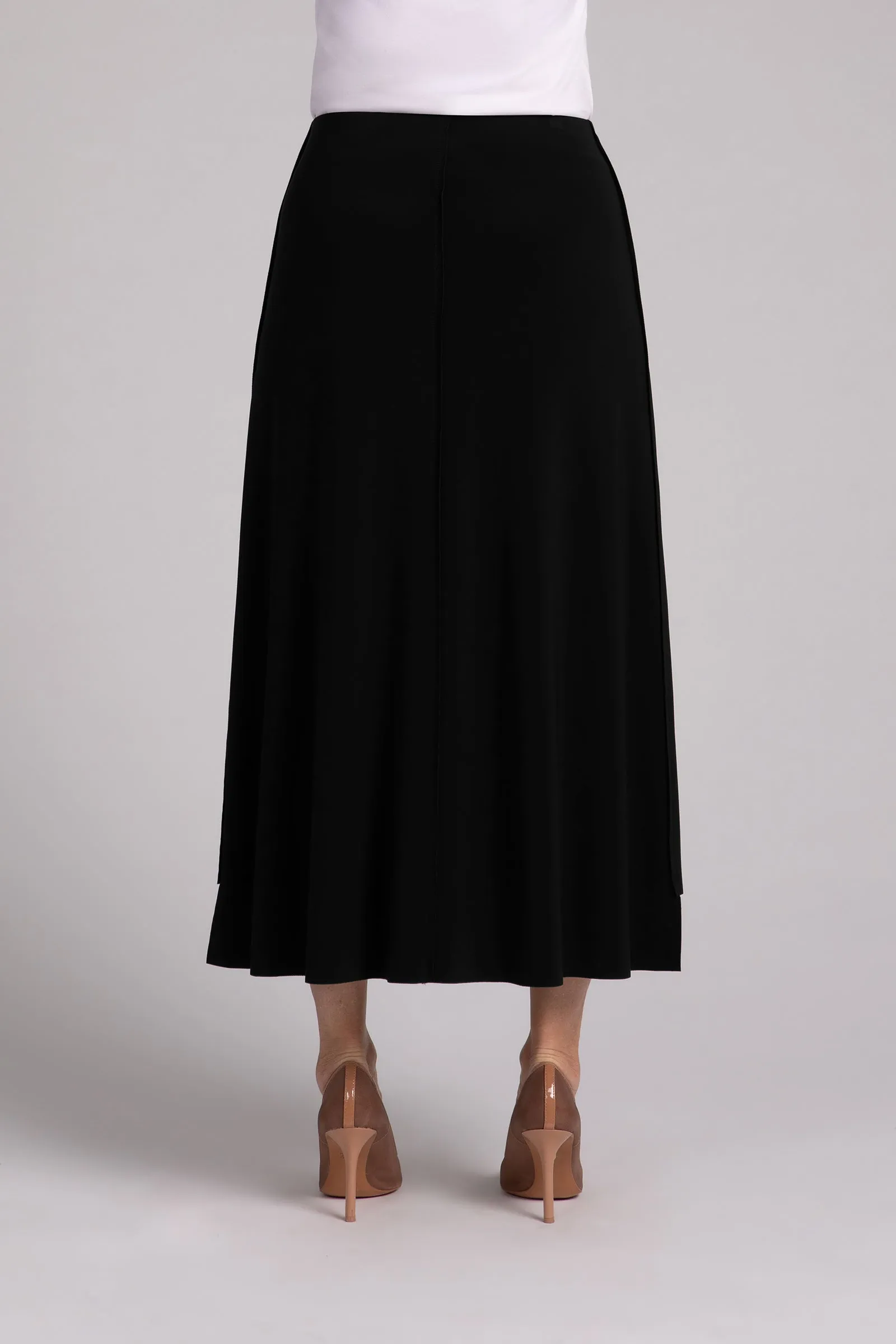 Flounce A-Line Midi Skirt | Black