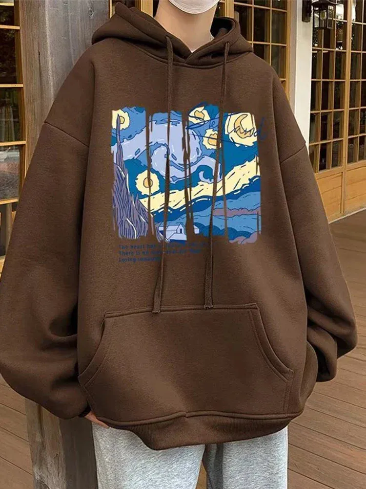 Flytonn-90s streetwear  Funny Oil Painting Graphic Printed Fleece Hoodies For Men Goth Vintage Hooded Sweatshirts Hombre Y2K Streetwear Pullover Hoodie