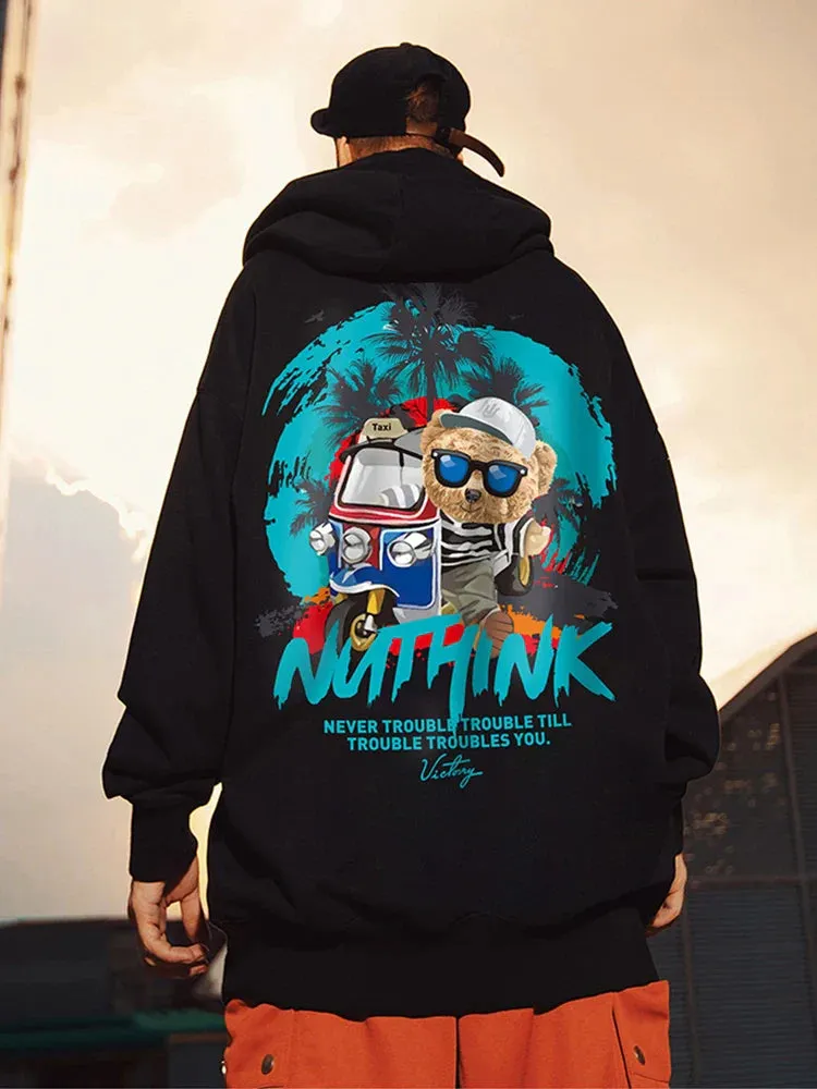 Flytonn-90s streetwear -Funny Vacation Bear Graphic Printed Hoodies For Men Streetwear Hip Hop Clothing Fleece Hooded Sweatshirts Y2K Pullover Hoody