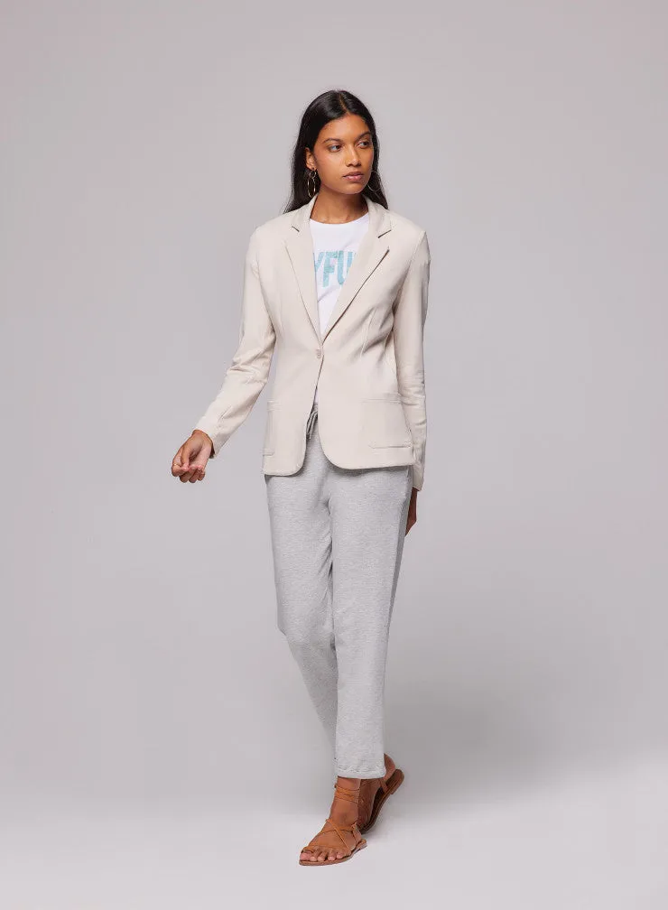 French Terry Looped One-Button Blazer