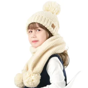 FURTALK Yarn Pom Pom Hat Scarf Set for Kids Drop Shipping CH002