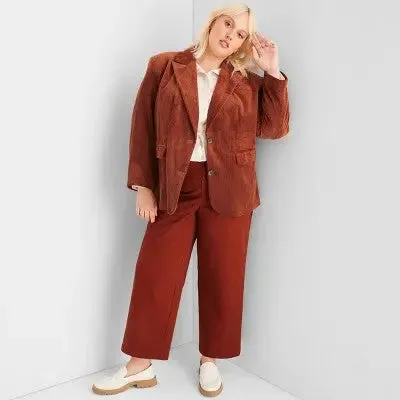 Future Collective With Reese Women's Plus Button Up Corduroy Blazer Jacket