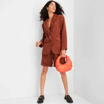 Future Collective With Reese Women's Plus Button Up Corduroy Blazer Jacket