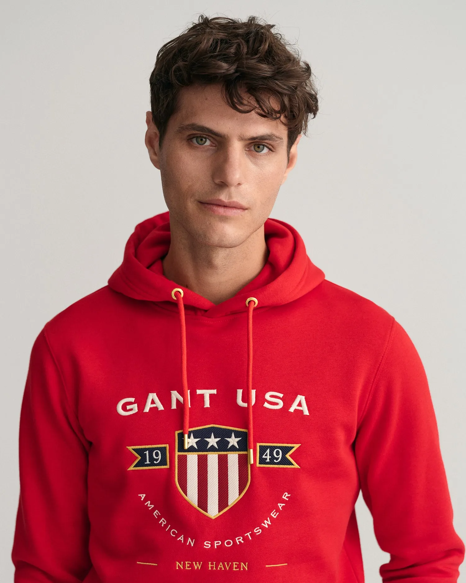 Gant Men Red Printed Hooded Sweatshirt