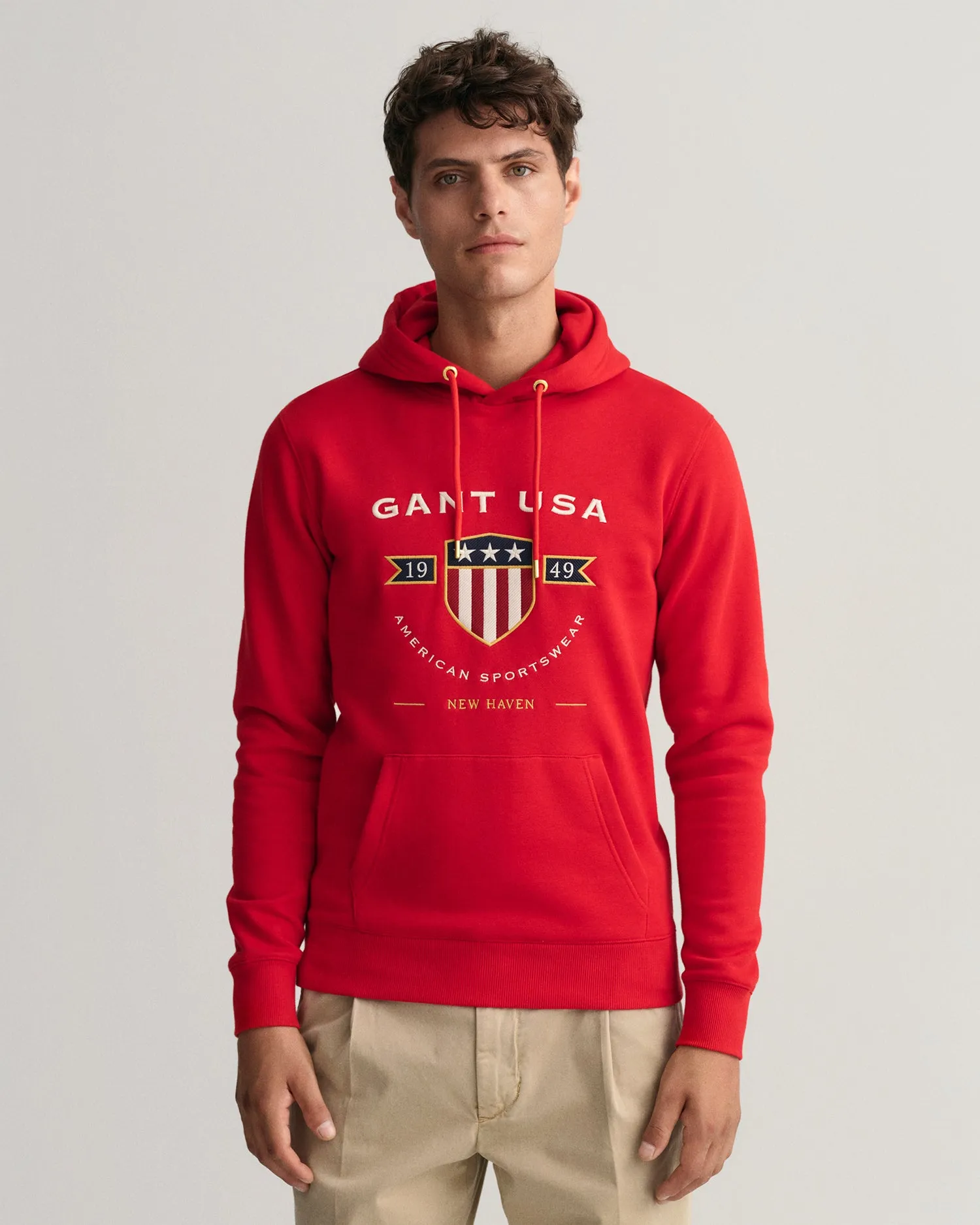 Gant Men Red Printed Hooded Sweatshirt