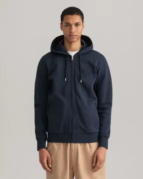 GANT -  Tonal Archive Shield Zip Hoodie, Evening Blue (M & L Only)