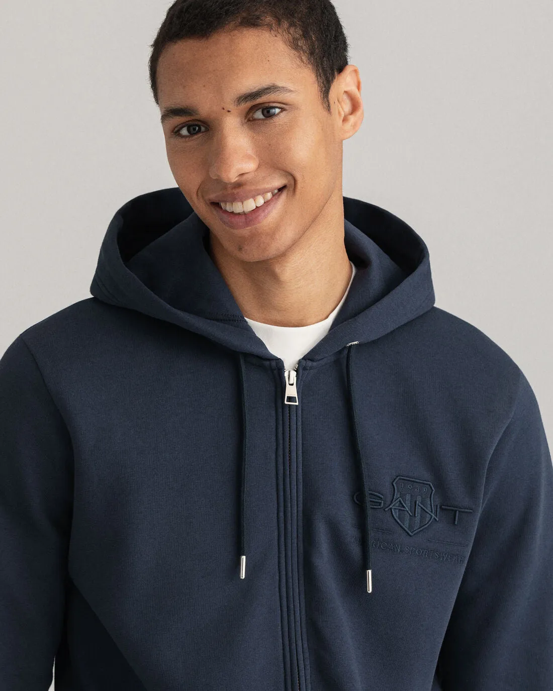 GANT -  Tonal Archive Shield Zip Hoodie, Evening Blue (M & L Only)