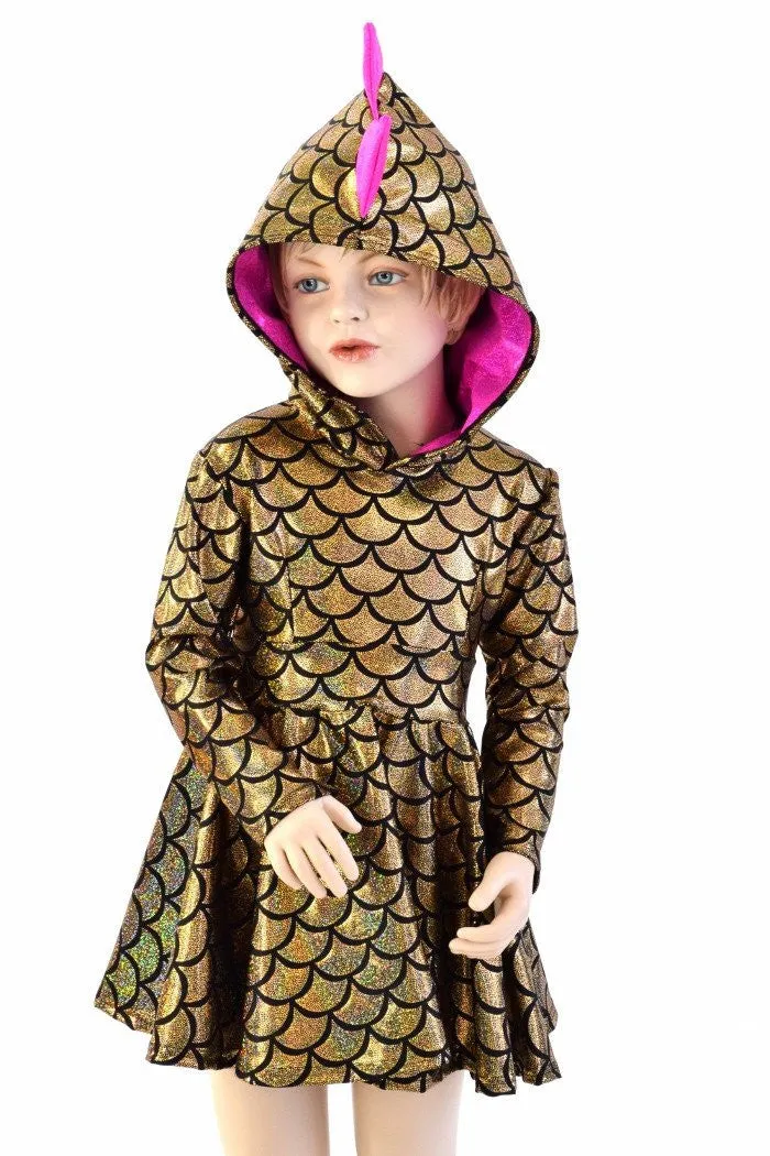 Girls Dragon Hooded Skater Dress