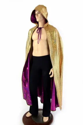 Gold & Fuchsia Reversible Hooded Cape