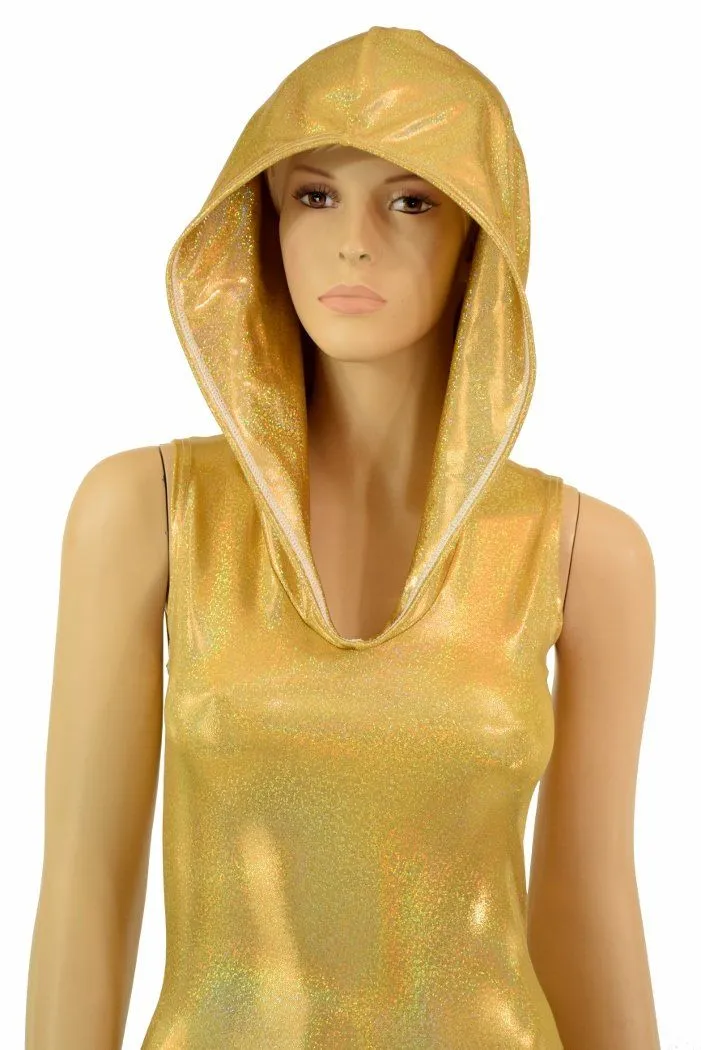 Gold Holographic Hooded Catsuit