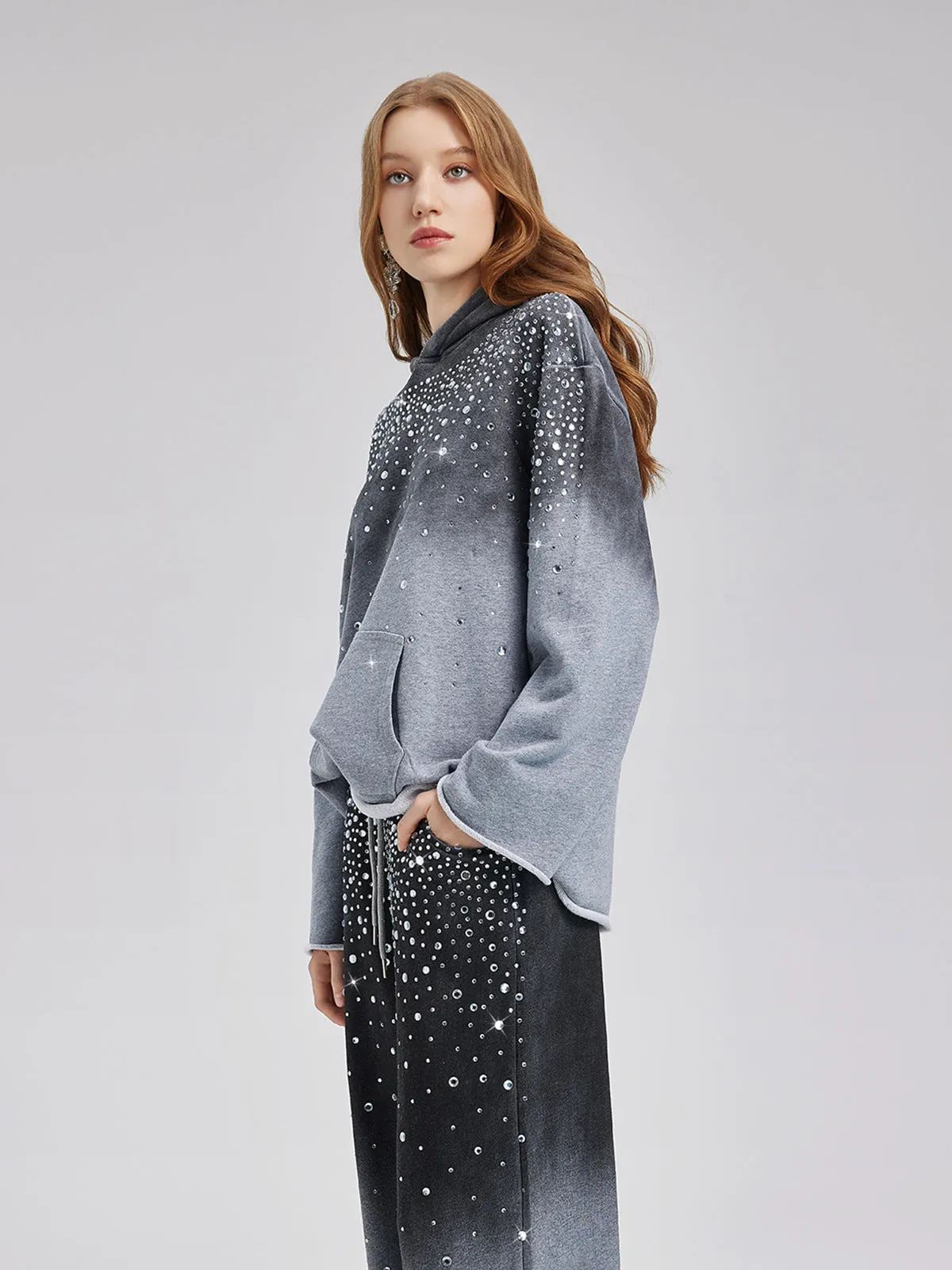 Gradient Starry Beaded Hoodie