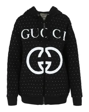 Gucci GG Embroidered Hoodie - Black