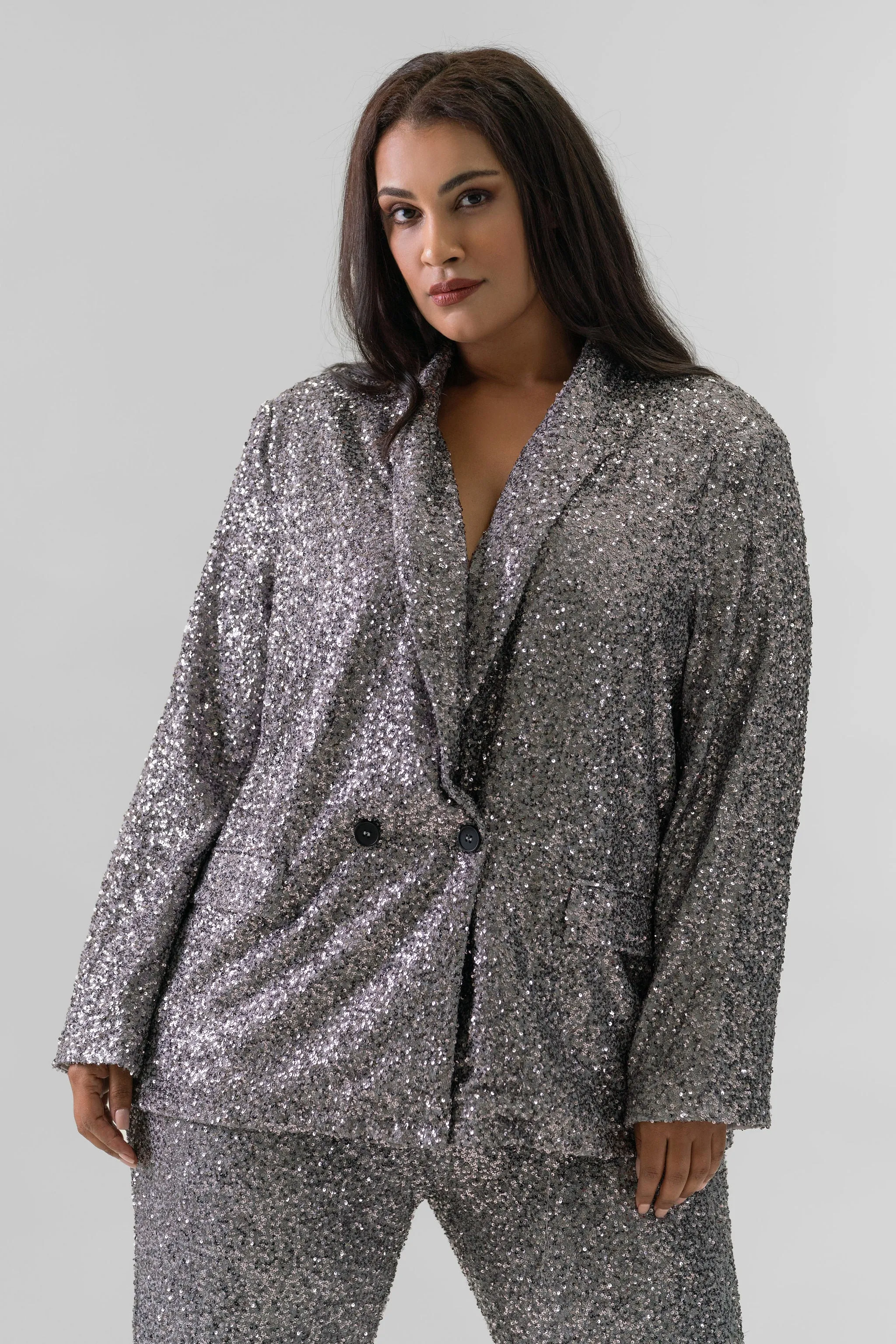 GUNMETAL SEQUIN 54 BLAZER