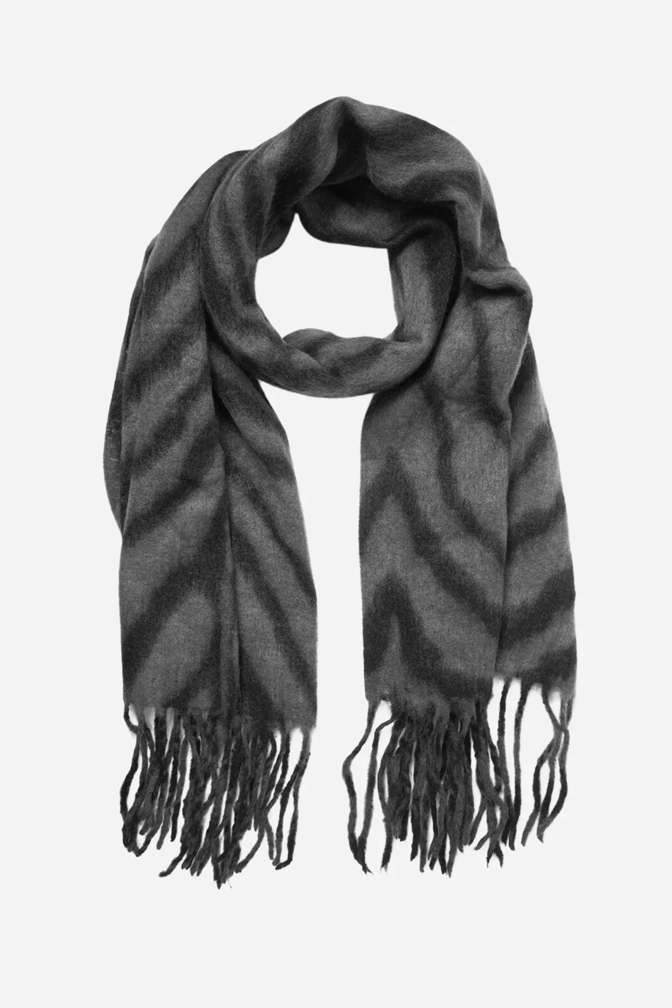 Heavyweight Scarf - Dark Grey, Tiger Stripe