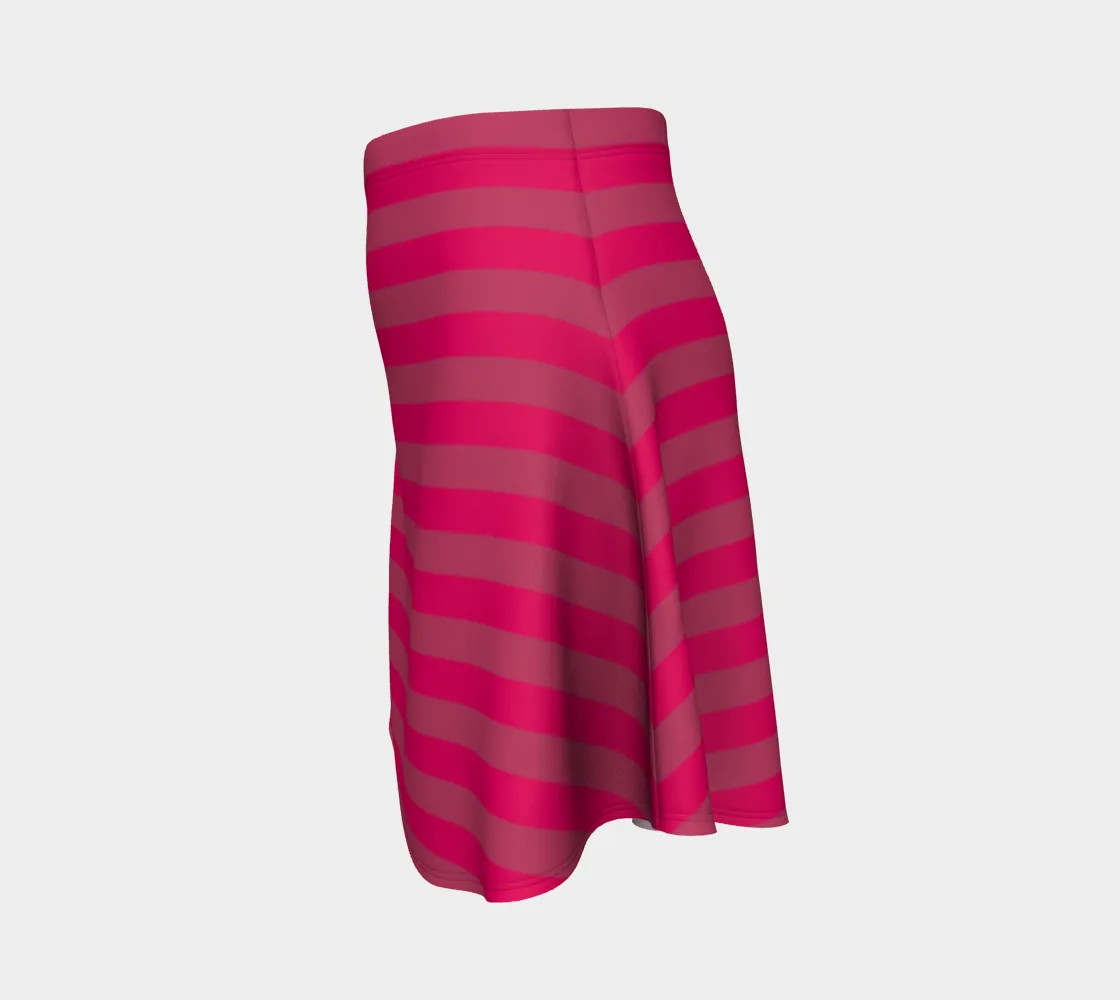 Hot Pink Striped Flare Skirt