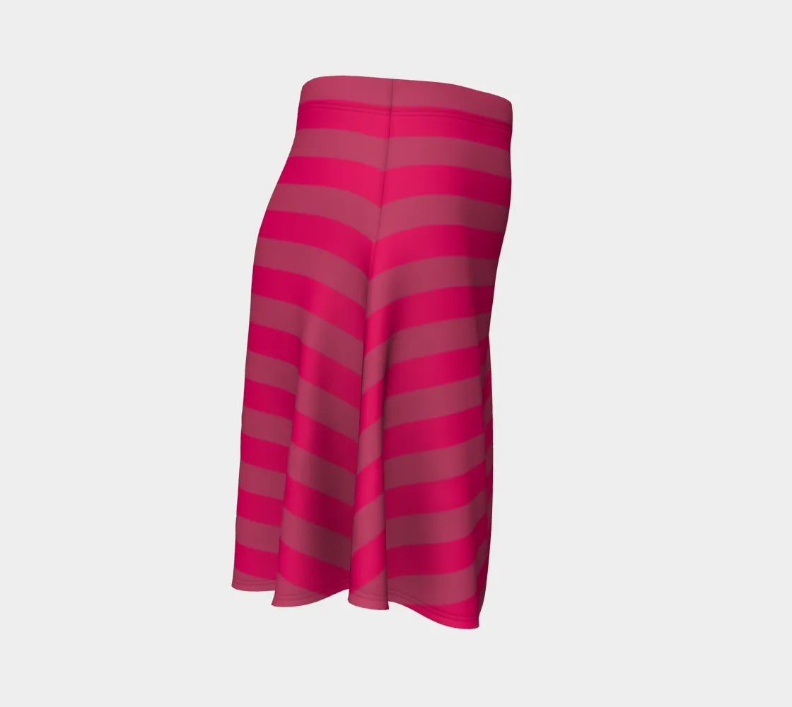 Hot Pink Striped Flare Skirt