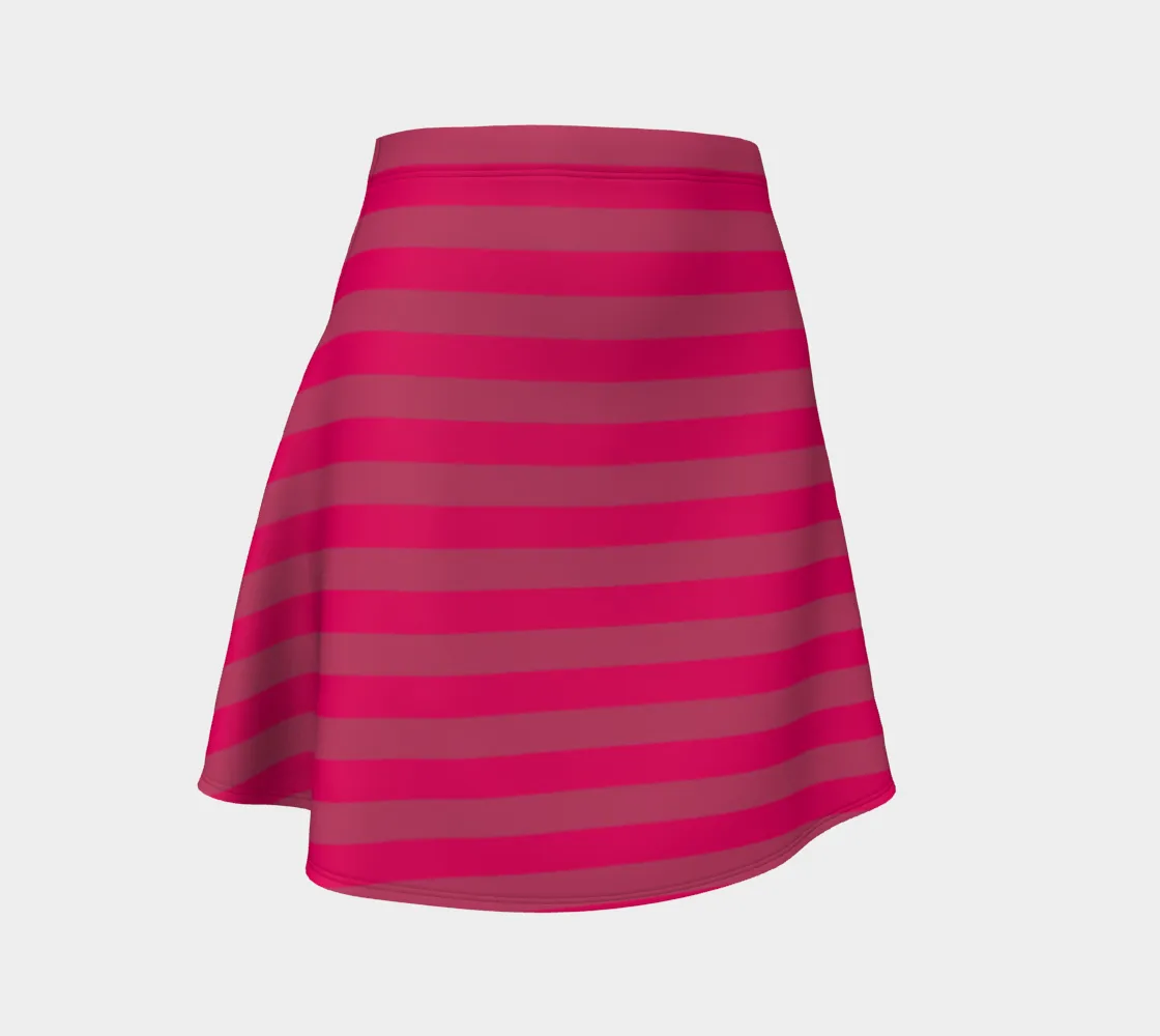 Hot Pink Striped Flare Skirt