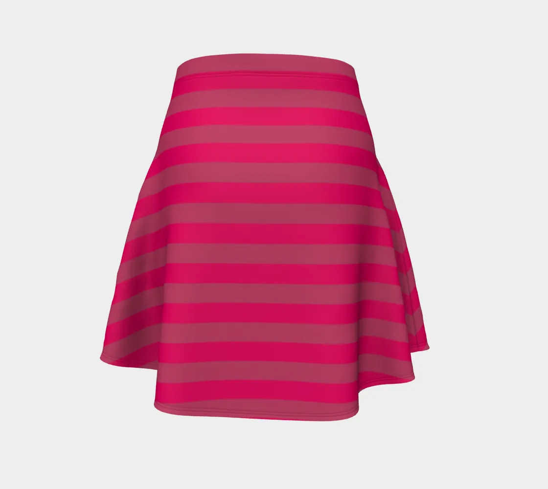 Hot Pink Striped Flare Skirt