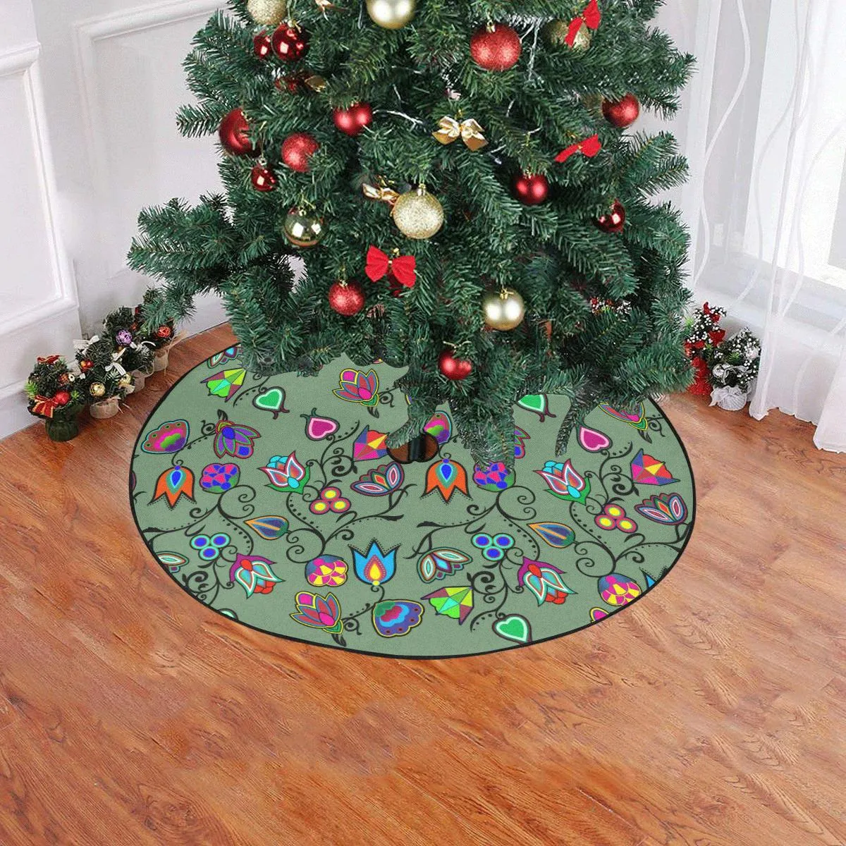 Indigenous Paisley - Dark Sea Christmas Tree Skirt 47" x 47"