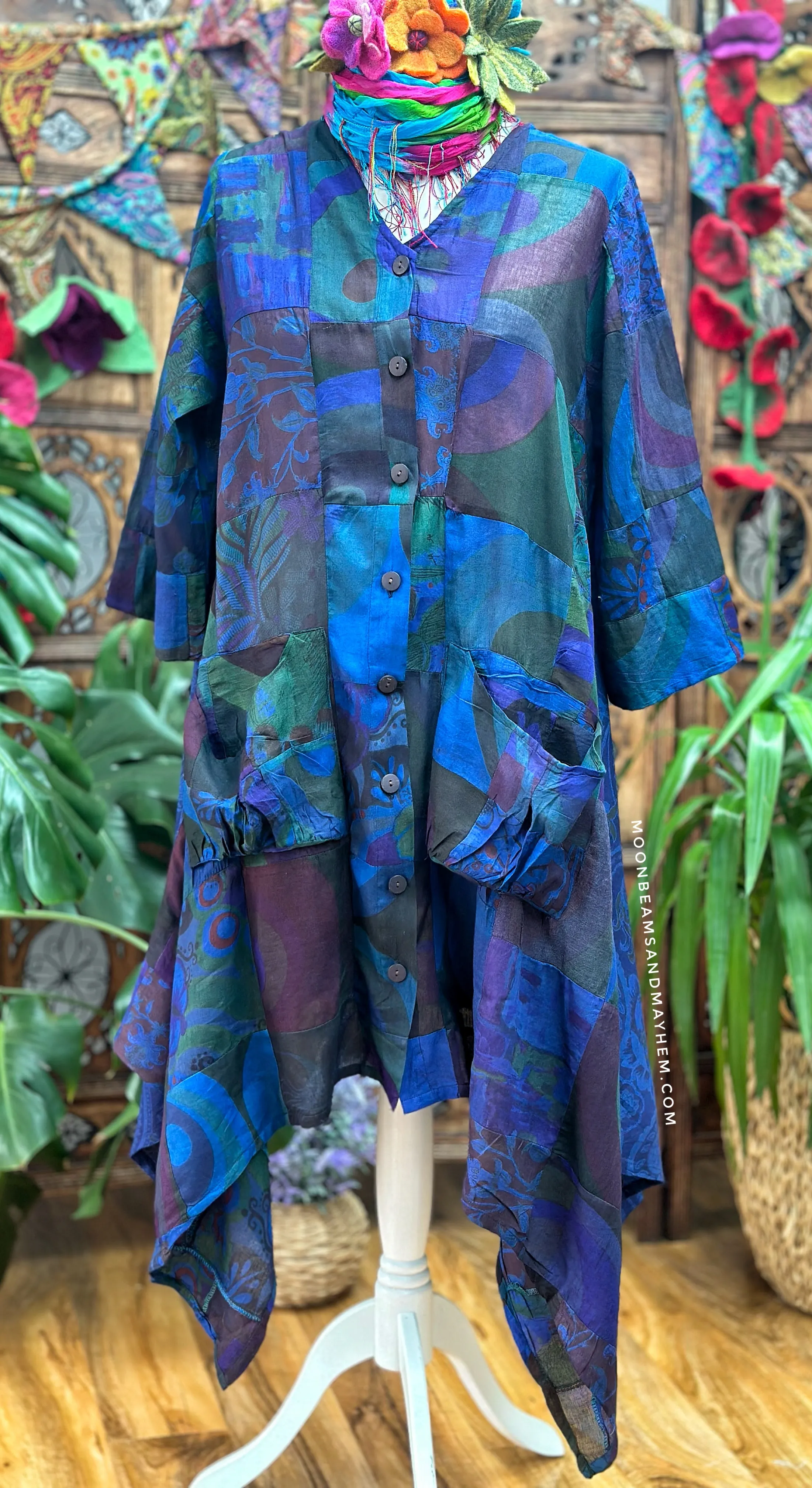 INDIGO BLUE ART TUNIC / DRESS (L/XL)