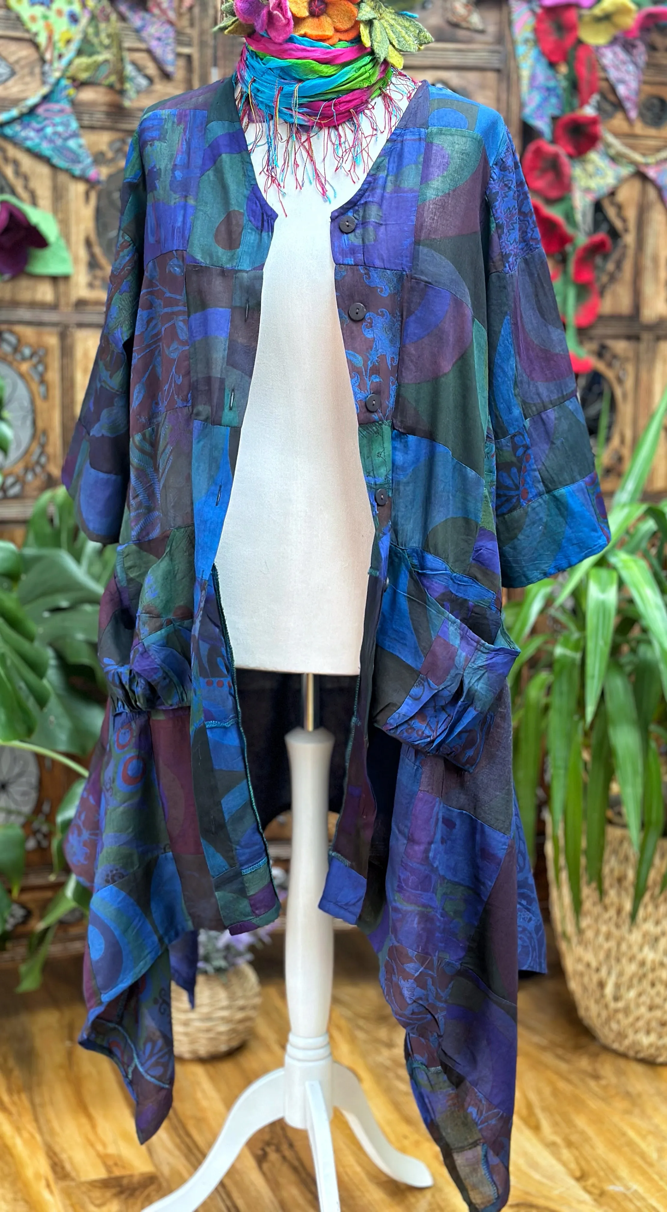 INDIGO BLUE ART TUNIC / DRESS (L/XL)