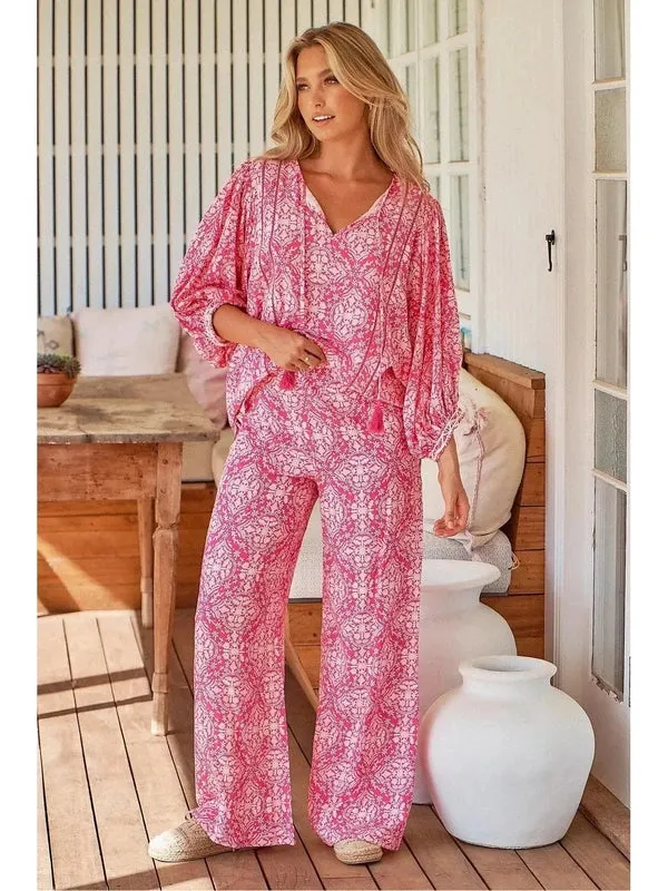 JAASE Pink Lemonade Print Jax Wide Leg Pants