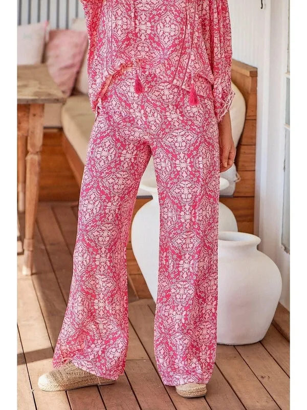 JAASE Pink Lemonade Print Jax Wide Leg Pants