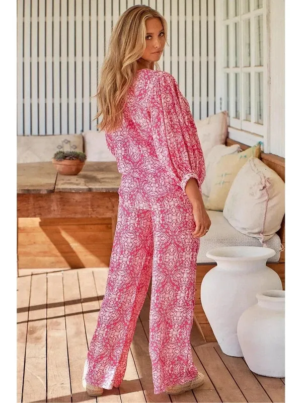 JAASE Pink Lemonade Print Jax Wide Leg Pants