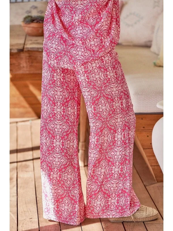 JAASE Pink Lemonade Print Jax Wide Leg Pants