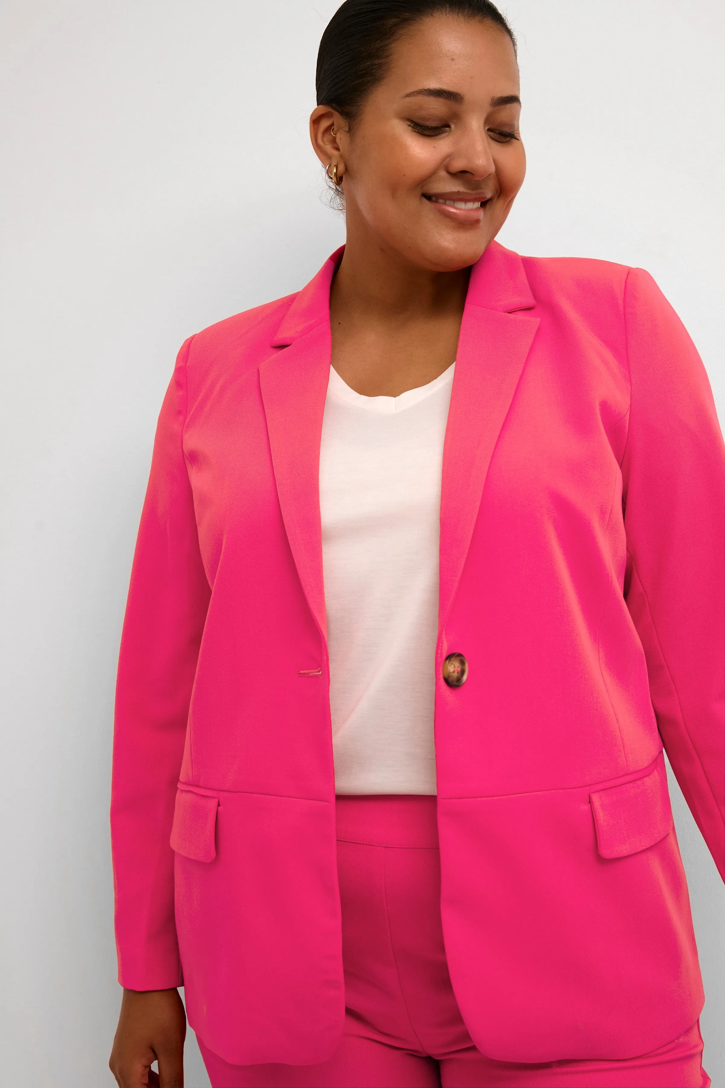 Kaffe Curve Sakira Blazer in Pink