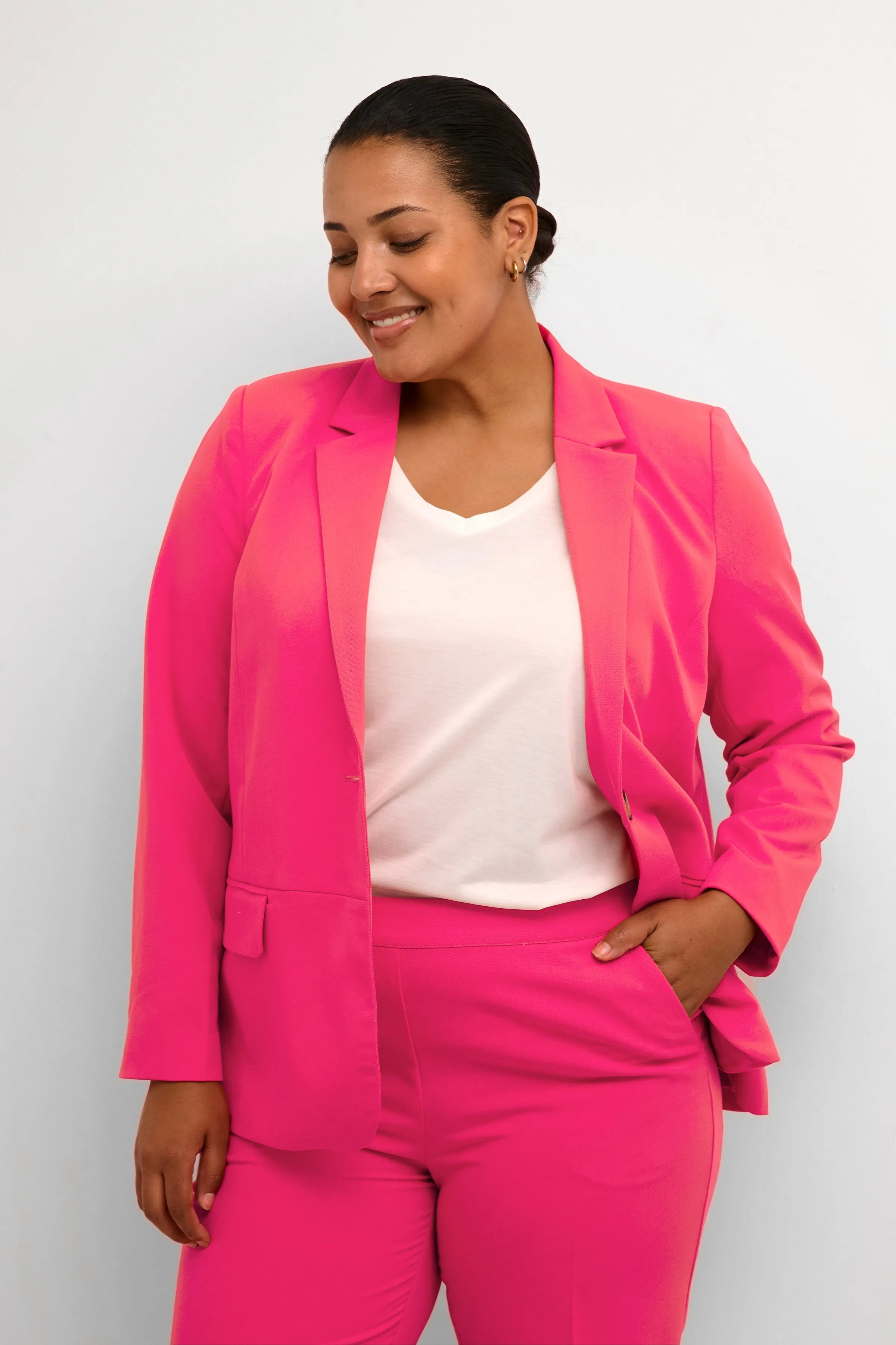 Kaffe Curve Sakira Blazer in Pink