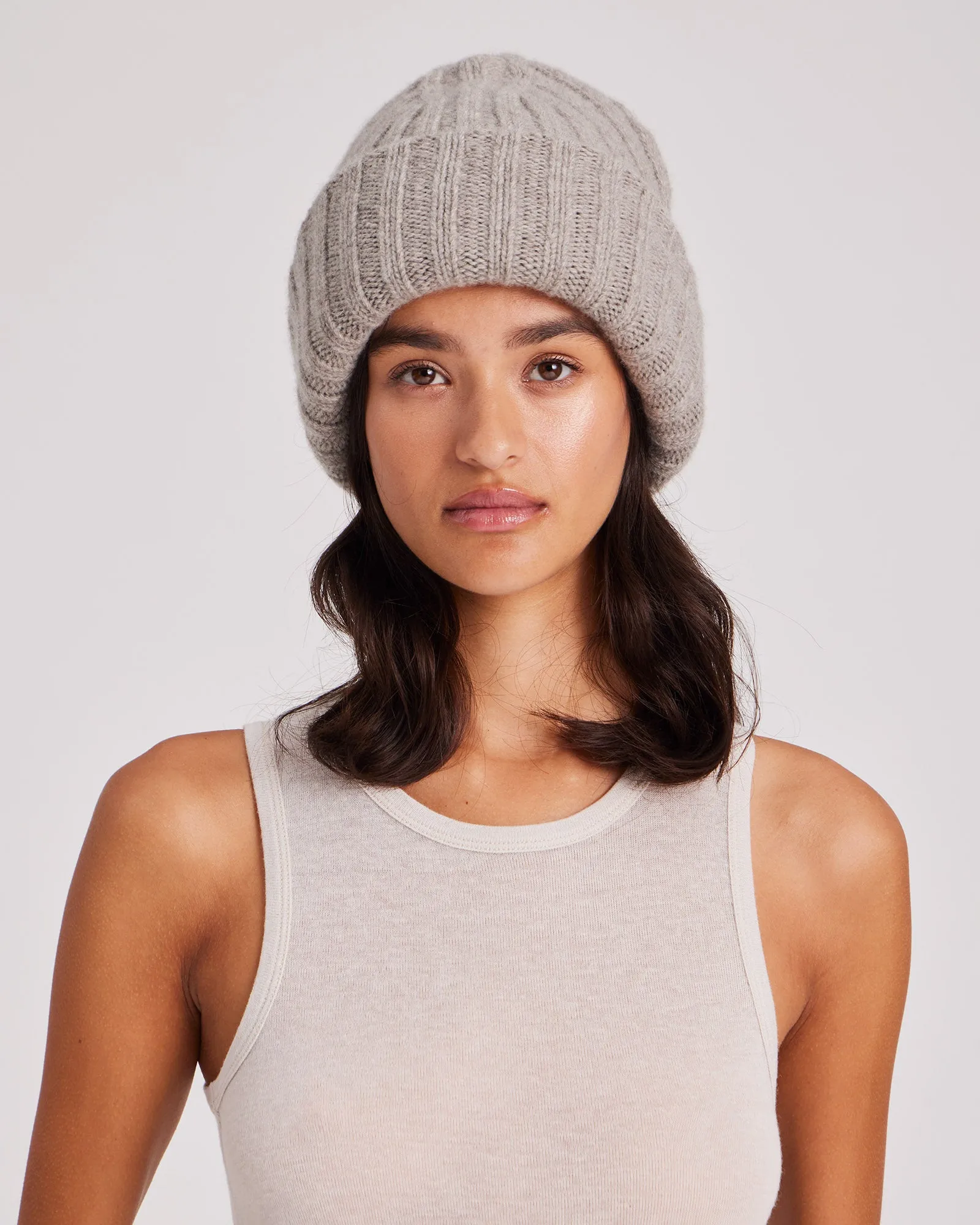 Kari Lambswool Beanie - Stone Grey