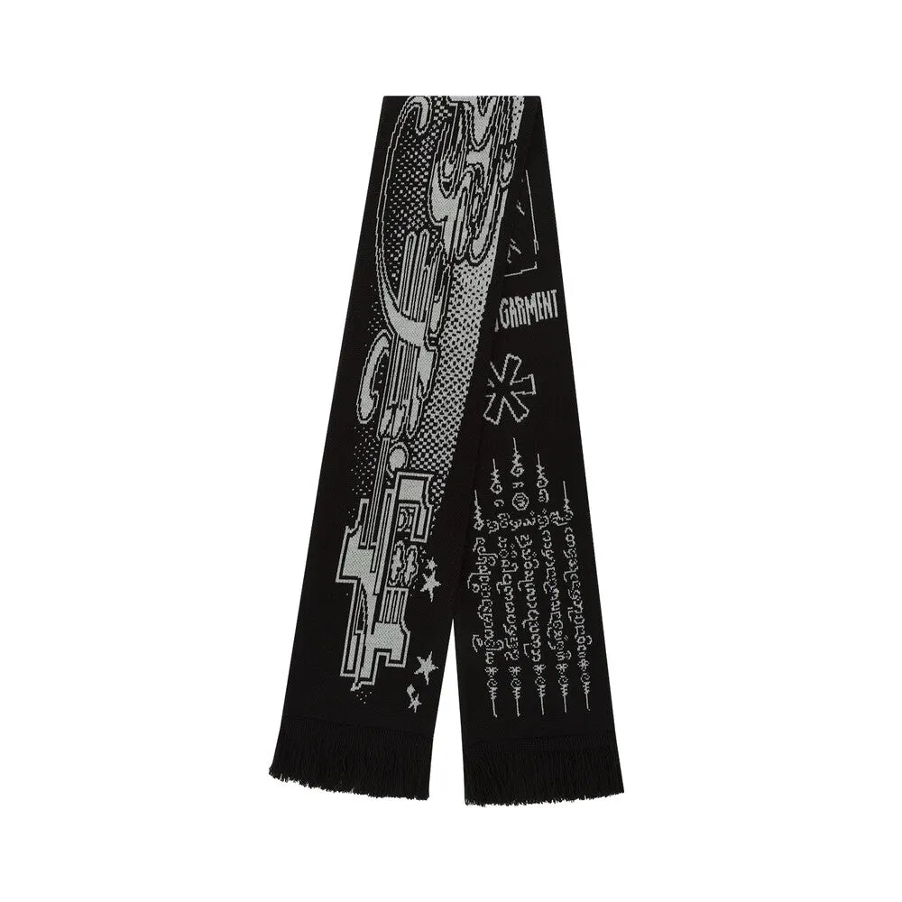 [KASHIKO] FW 24 Jacquard Knit Scarf Black