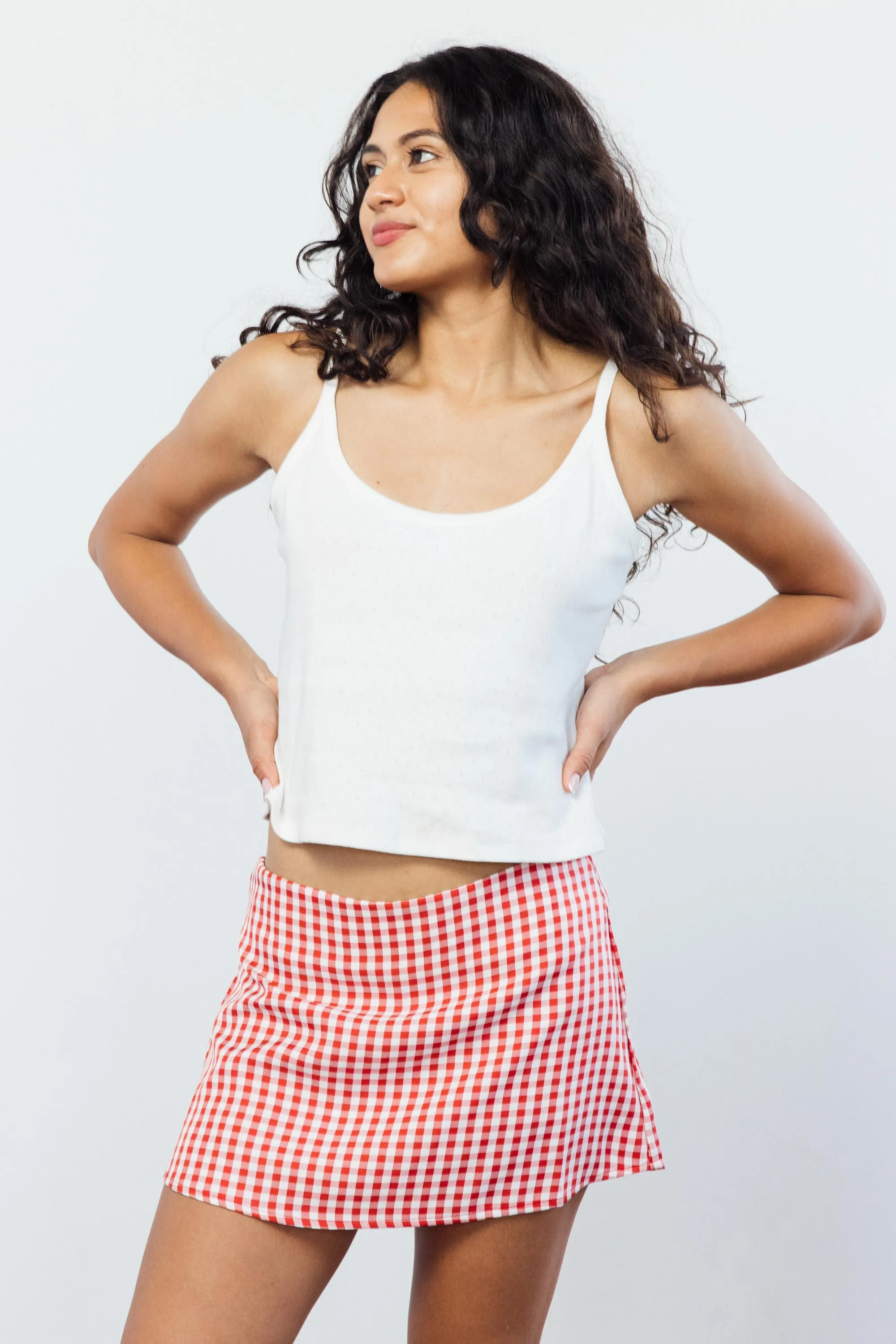 Katie Red Gingham Skort