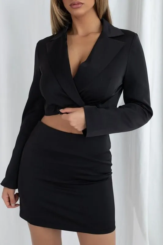 KIRA CROPPED BLAZER AND MINI SKIRT SET