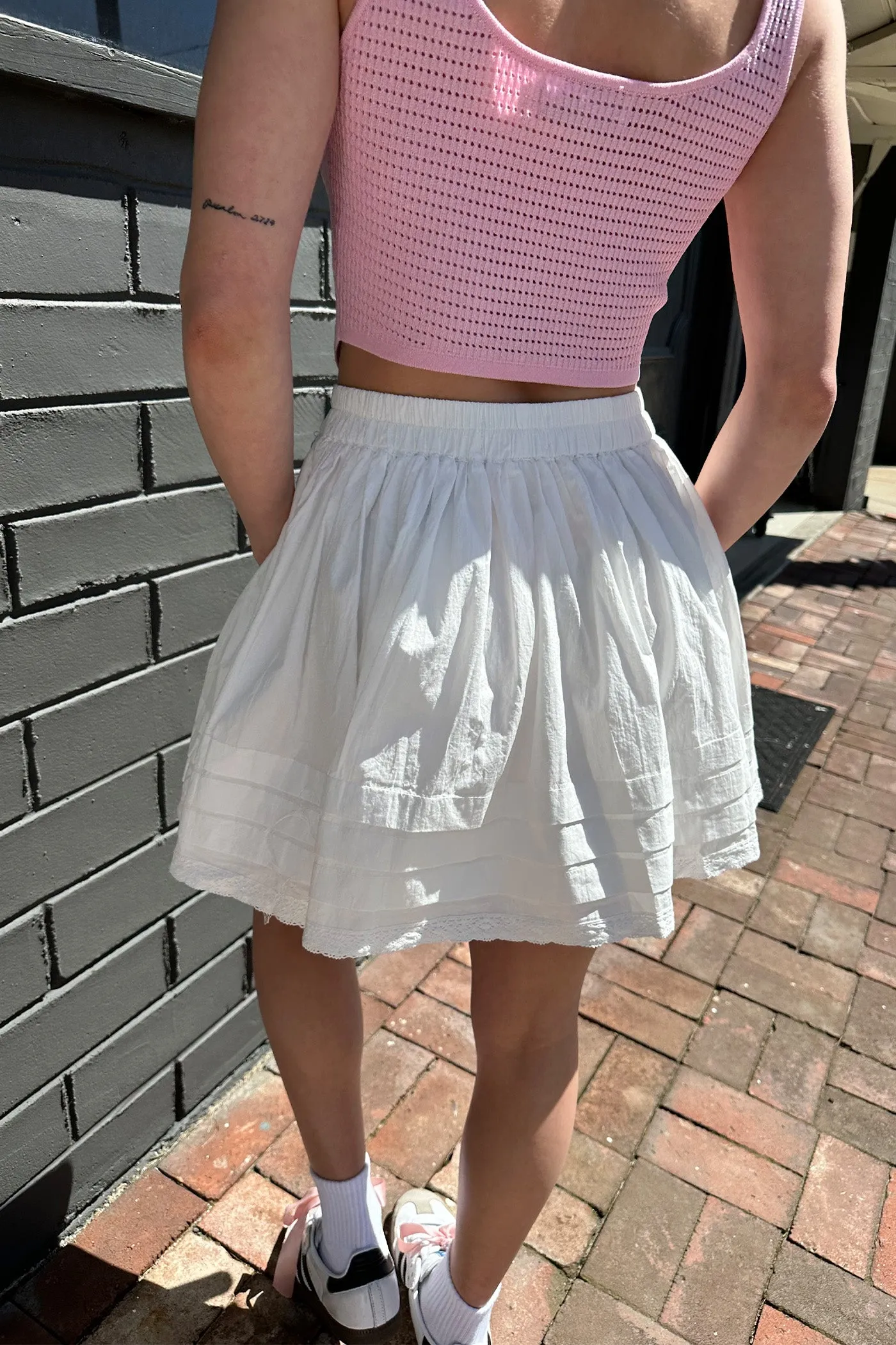 Lace Trim Tiered Skirt