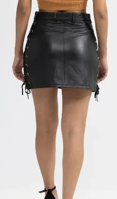 Lace Up Leather Skirt