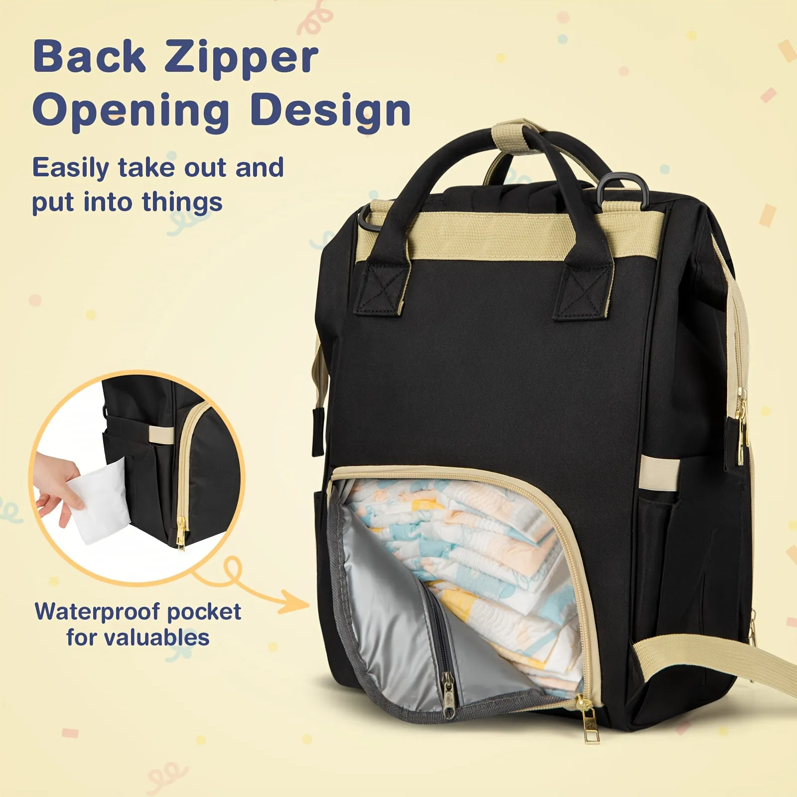 Large Capacity Diaper Bag Backpack - Waterproof, Insulated, Multifunctional, and Stylish for Baby Girls and Boys - Soft Shell, Polyamide Material, Casual, Travel-Friendly, and Easy-to-Clean Design