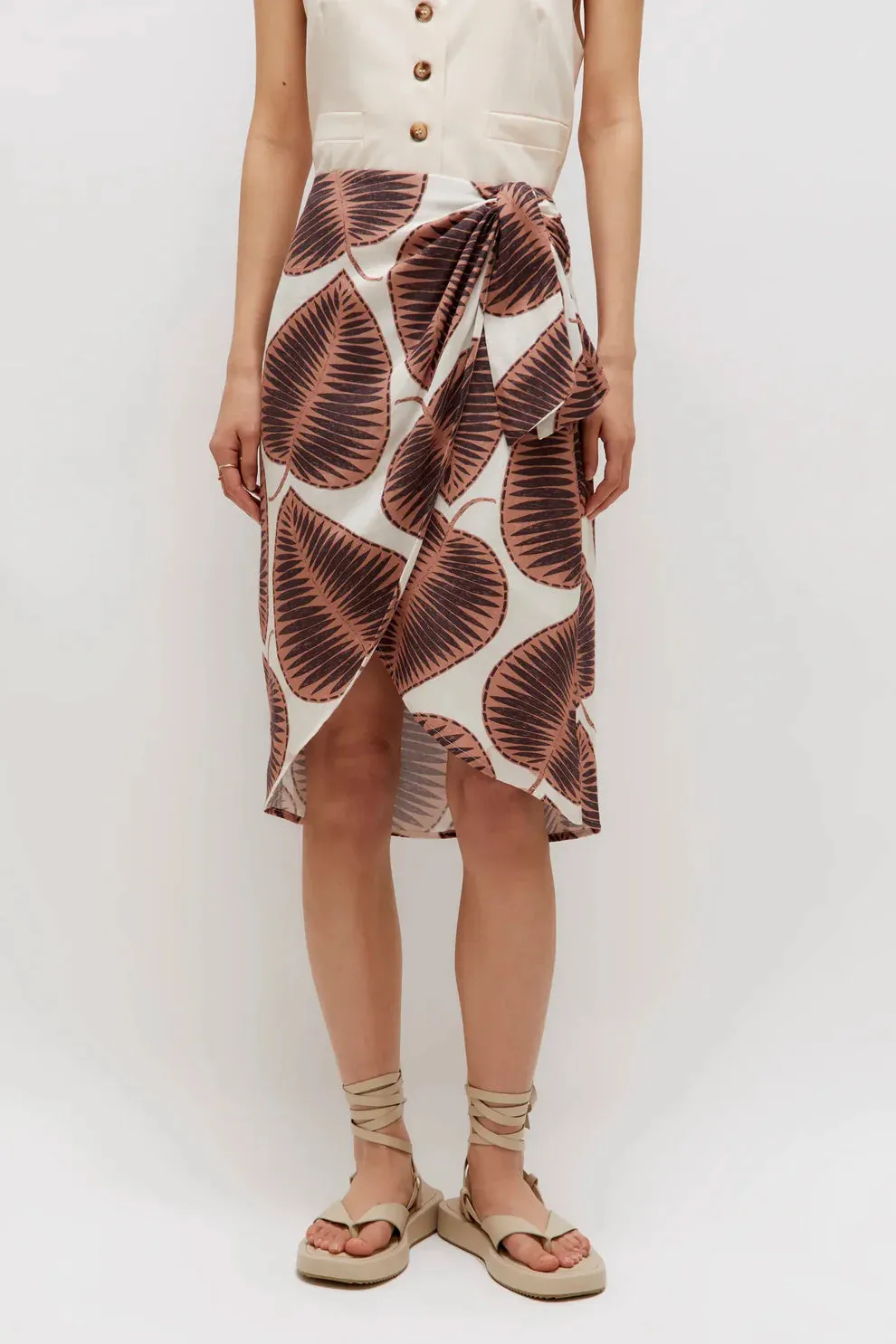 Leaf Print skirt - Coffee